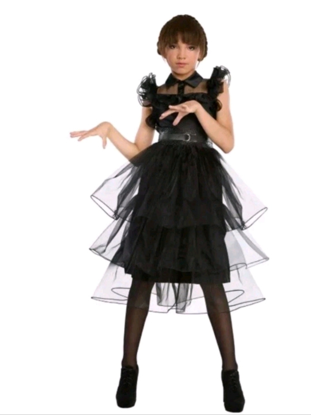 Ruffled Tulle Costume Dress Girls Imagination Wednesday Addams XL